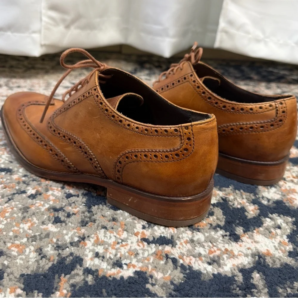 Cole Haan British Tan Leather Wing-Tip Lace-Up Oxford Dress Shoes Men’s Size 9.5